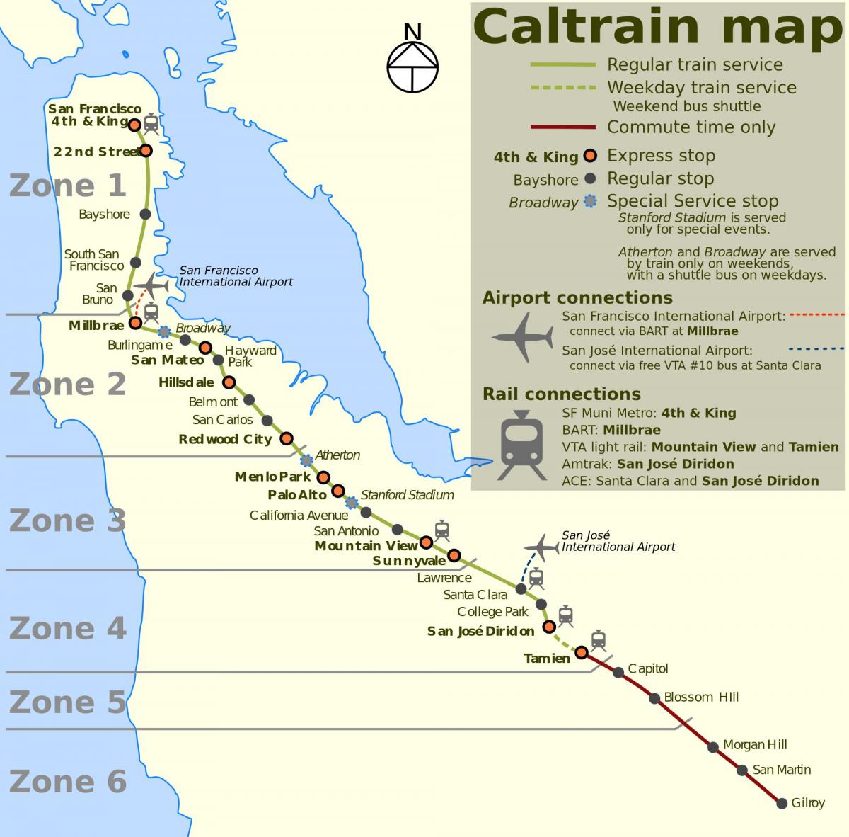 ซานฟรานซิสโก caltrain แผนที่