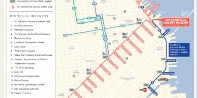 แผนที่ของซานฟรานซิสโก trolley เส้นทาง