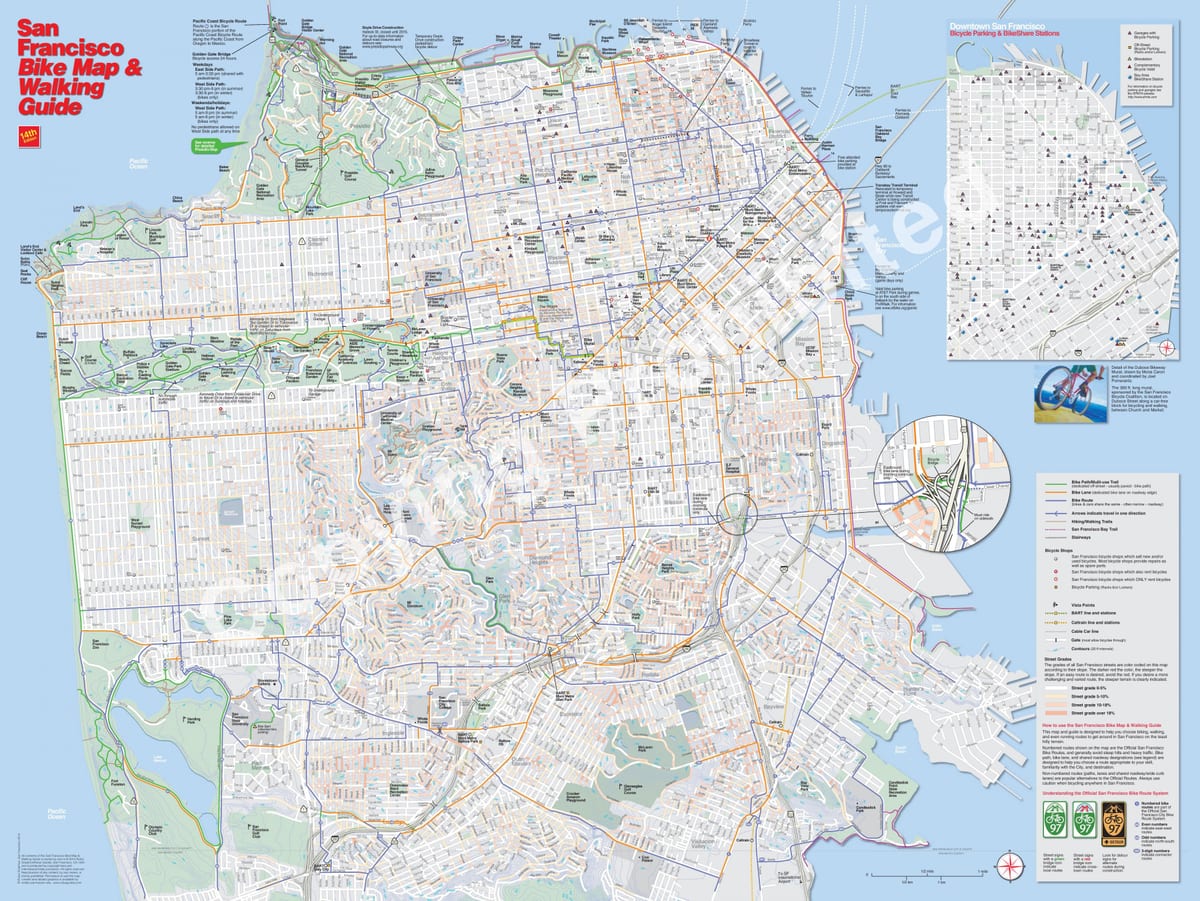 แผนที่ของซานฟรานซิสโกจักรยาน