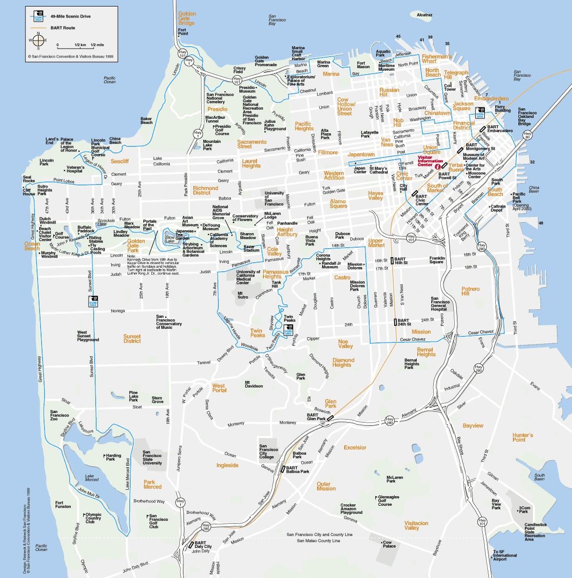 แผนที่ของซานฟรานซิสโกสถานที่สำคัญ