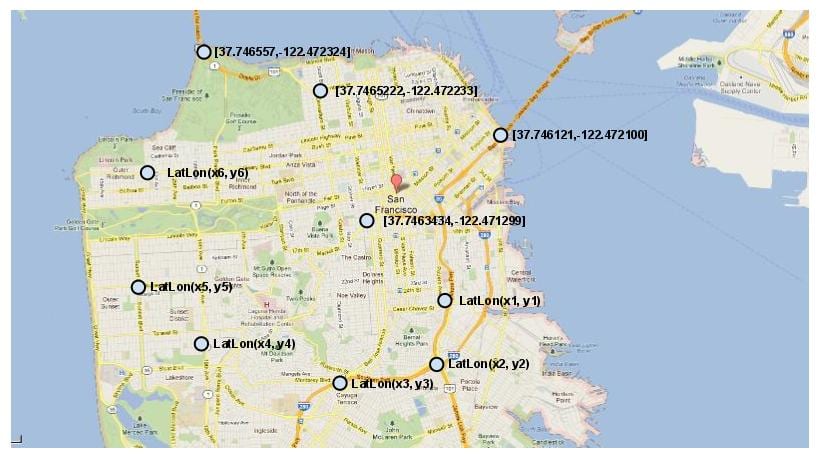 แผนที่ของซานฟรานซิสโกพิกัด