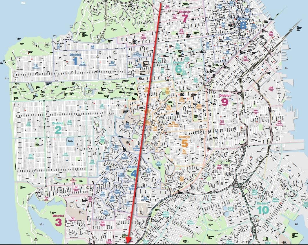 แผนที่ของซานฟรานซิสโกหมอก