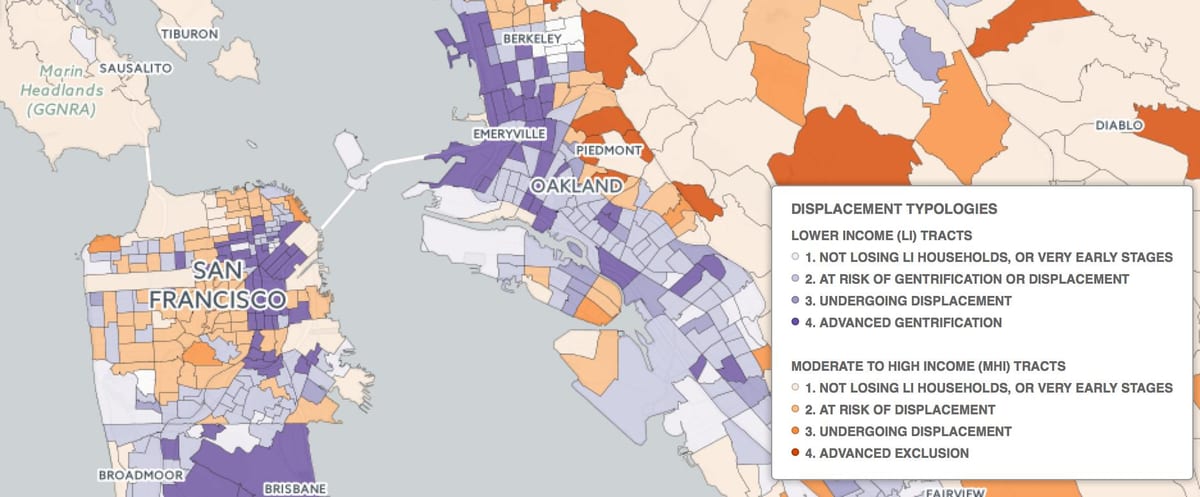 แผนที่ของซานฟรานซิสโก gentrification