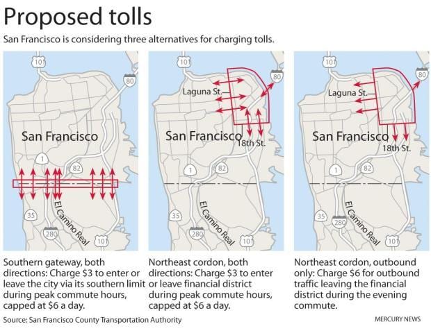 แผนที่ของซานฟรานซิสโก tolls