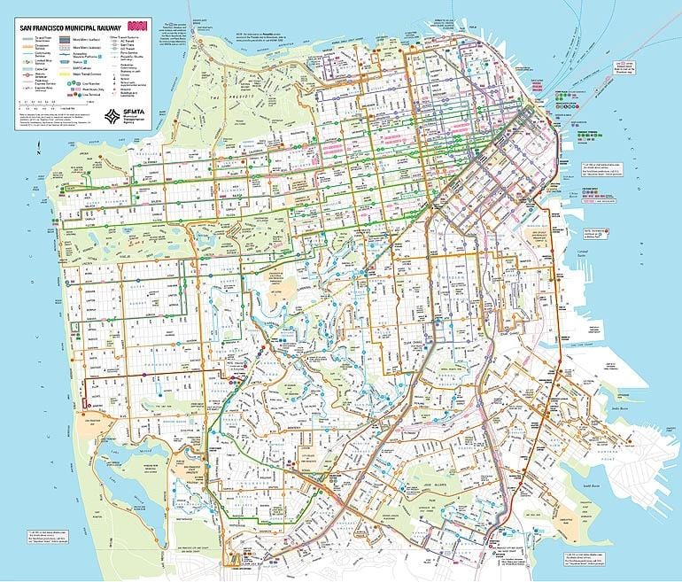 muni รถบนแผนที่เส้นทาง