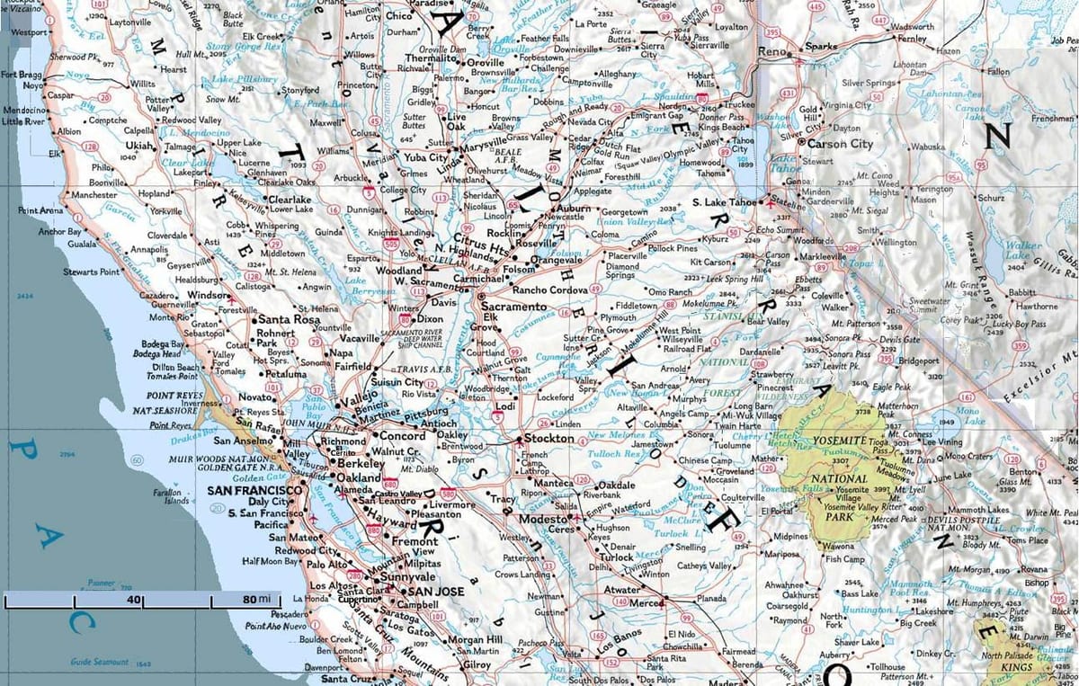 แผนที่ของทางเหนือของซานฟรานซิสโก