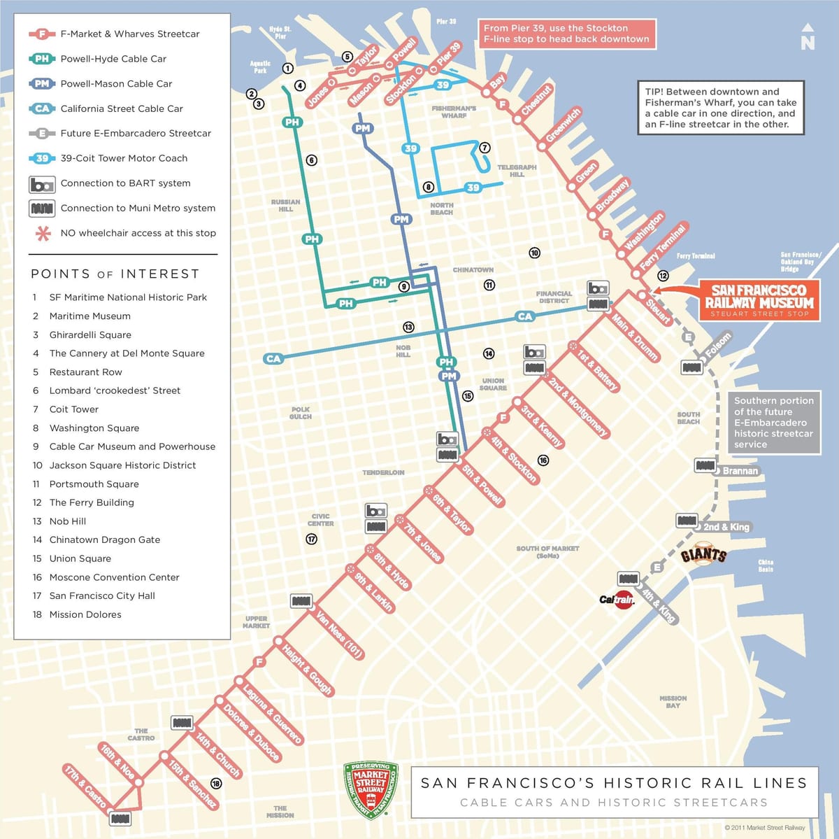 SFO เคเบิลทีวีของรถบนแผนที่