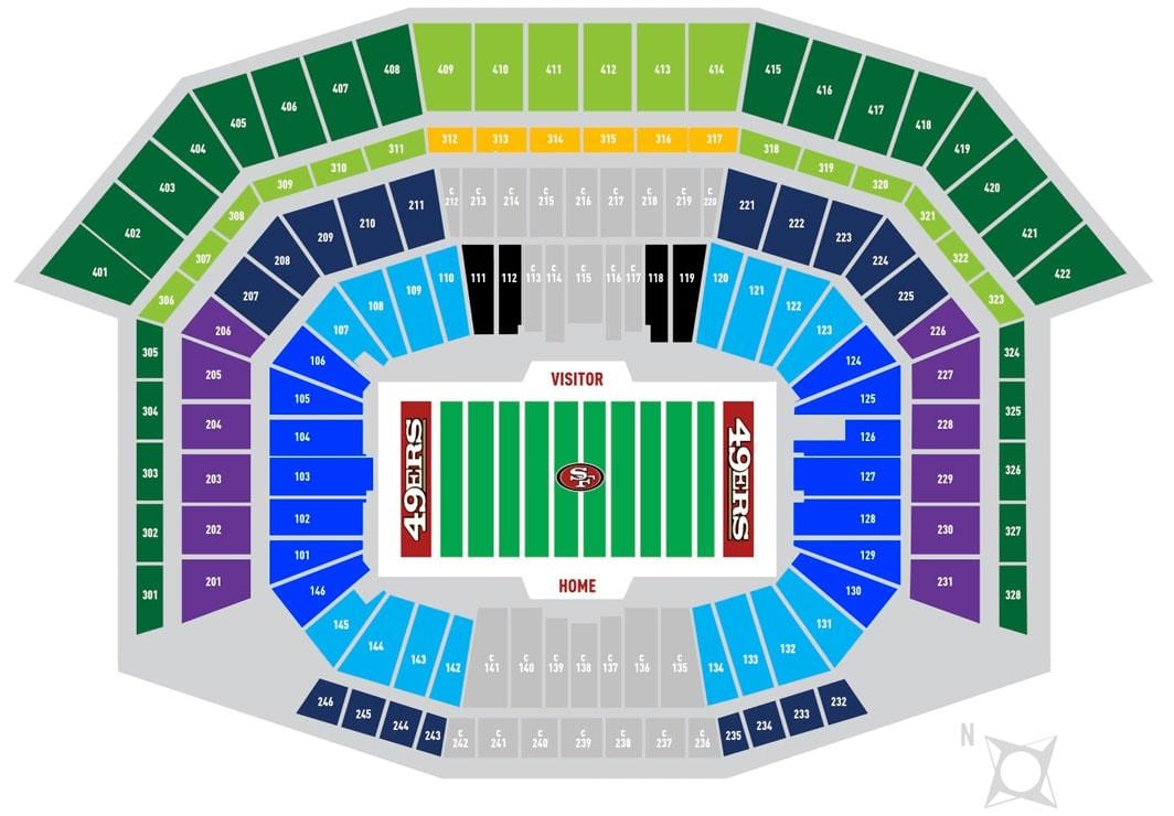 แผนที่ของ 49ers ลานจอดรถ