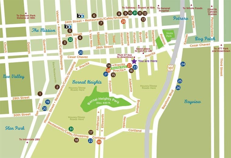 แผนที่ของ bernal ไฮซานฟรานซิสโก