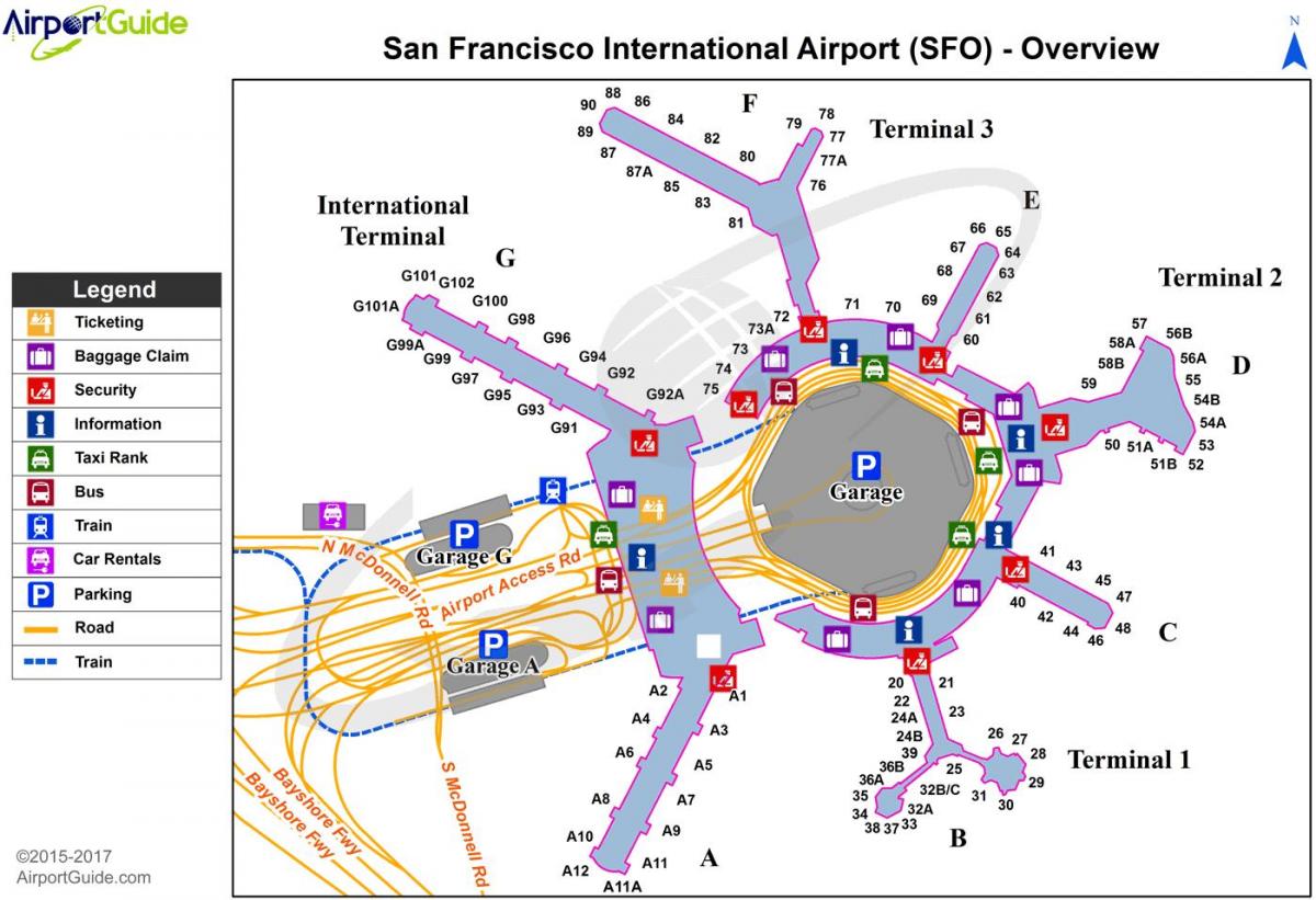 แผนที่ของ kSFO สนามบิน