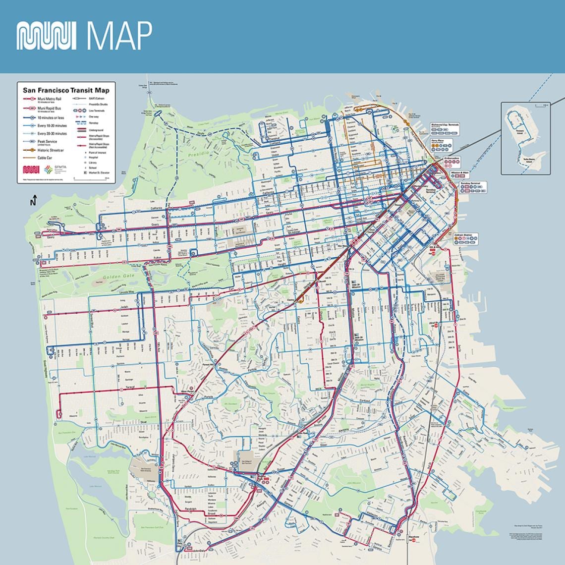 SF muni นแผนที่เส้นทาง