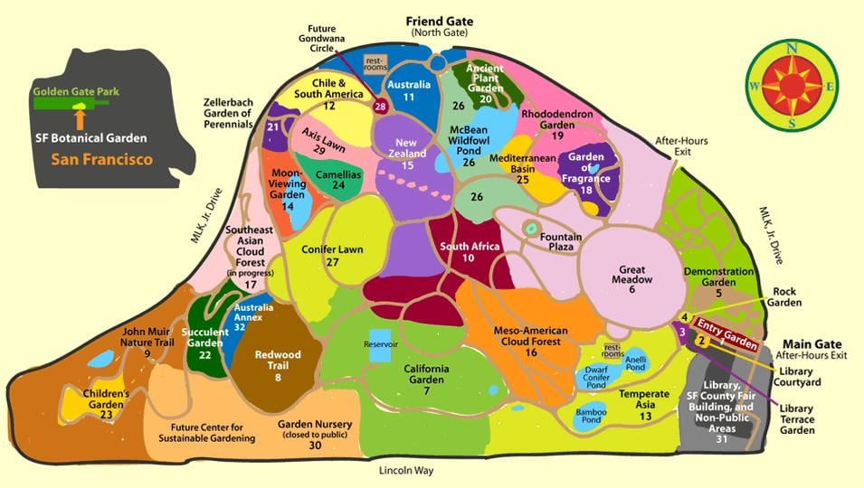 ซานฟรานซิสโก botanical สวนแผนที่