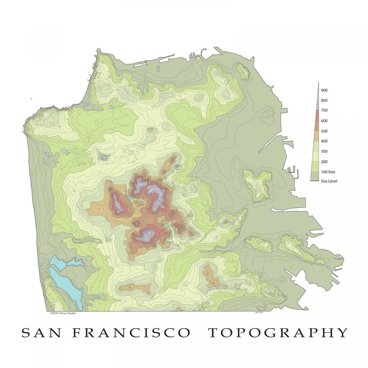 ซานฟรานซิสโก topographic แผนที่