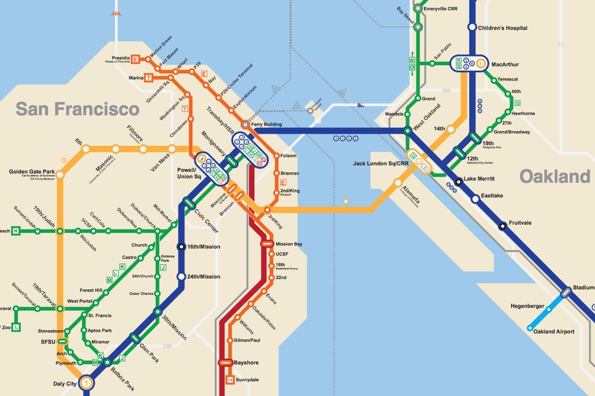 SFO แผนที่รถไฟใต้ดิน