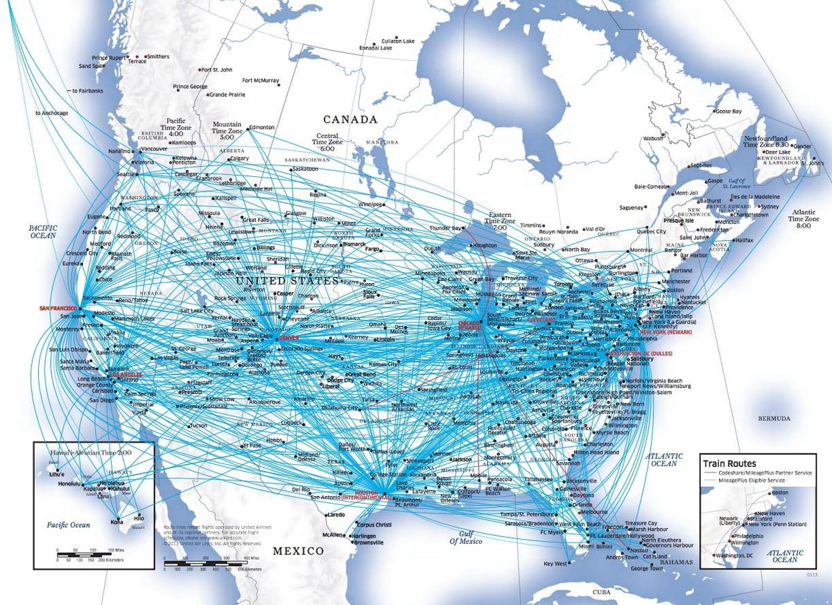 แผนที่ของ SFO เส้นทาง