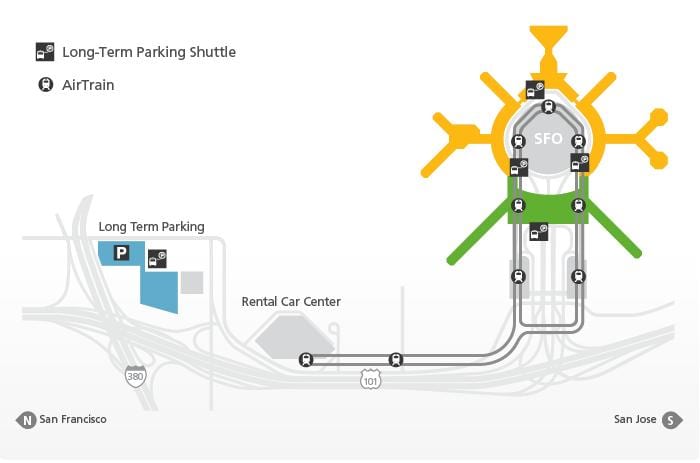 แผนที่ของ SFO รถไฟ