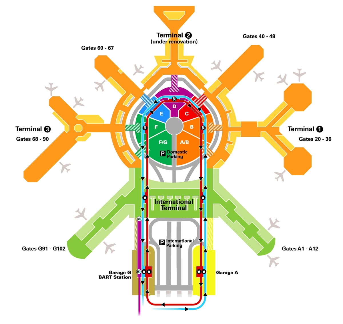 ซานฟรานซิสโกสนามบินเทอร์มินัลแผนที่