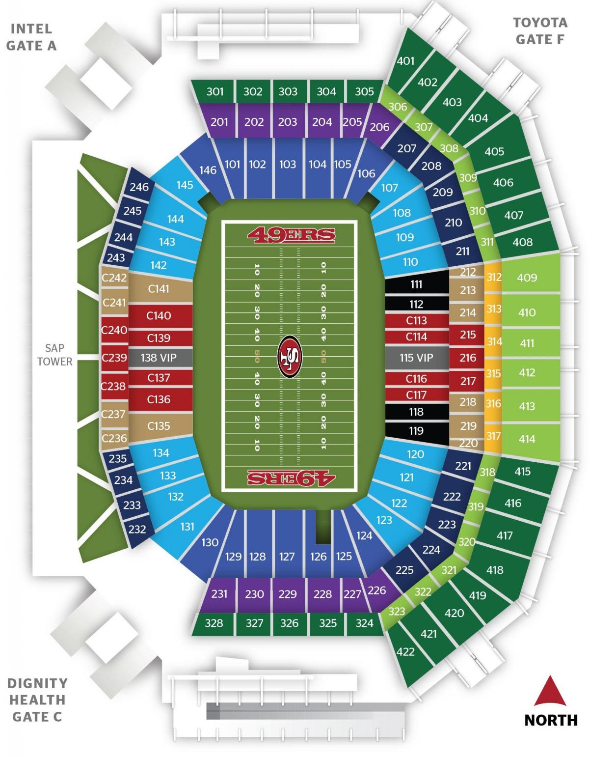 แผนที่ของซานฟรานซิสโก 49ers สนามกีฬา