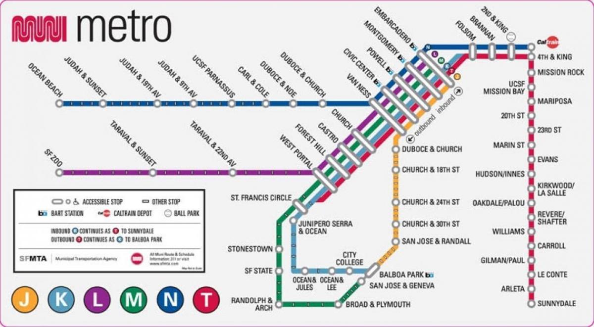 ซานฟรานแผนที่รถไฟใต้ดิน