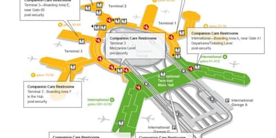 SFO เทอร์มินัลอง 3 ประตูแผนที่