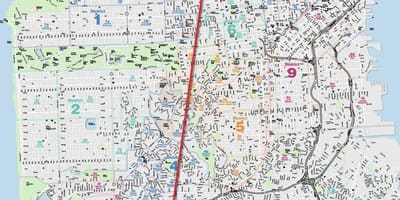 แผนที่ของซานฟรานซิสโกหมอก