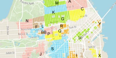 ฟรีข้างถนนจอดรถที่ซานฟรานซิสโกบนแผนที่