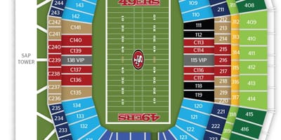 แผนที่ของซานฟรานซิสโก 49ers สนามกีฬา