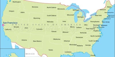 แผนที่ของซานฟรานซิสโกแคลิฟอร์เนีย usa. kgm