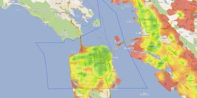 แผนที่ของอ่าวบริเวณความร้อน