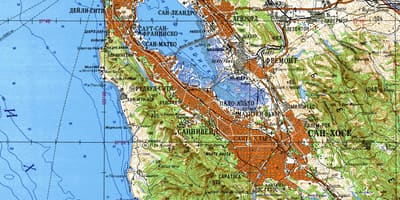 ซานฟรานซิสโกเบย์แต่พวกพื้นที่ topographic แผนที่