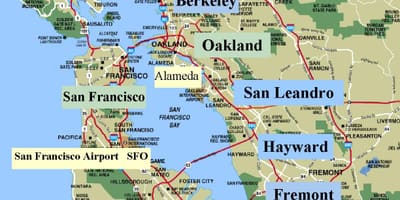 SFO อ่าวพื้นที่บนแผนที่