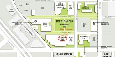 Genentech ใต้ซานฟรานซิสโกมหาวิทยาลัยบนแผนที่