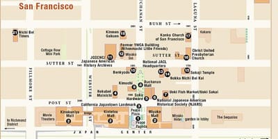 แผนที่ของ japantown ซานฟรานซิสโก