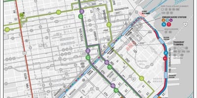 แผนที่ของ muni ทีบนเส้น