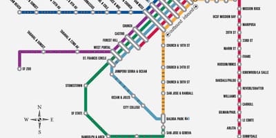 Muni แผนที่รถไฟใต้ดิน