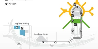 แผนที่ของ SFO รถไฟ