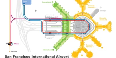 ซานฟรานซิสโกสนามบินเช่ารถบนแผนที่