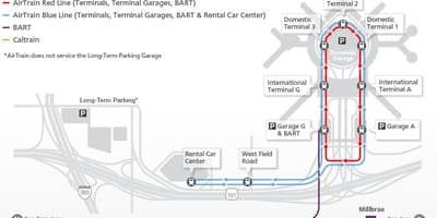 แผนที่ของ SFO airtrain