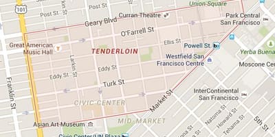 ที่ tenderloin ซานฟรานซิสโกบนแผนที่