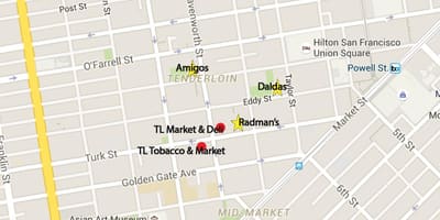 แผนที่ของ tenderloin พื้นที่ซานฟรานซิสโก