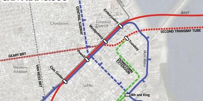 แผนที่ของ transbay เทอร์มินัล