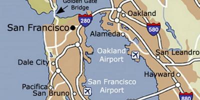 แผนที่ของซานฟรานซิสโกสนามบินและพื้นที่รอบๆบริเวณ